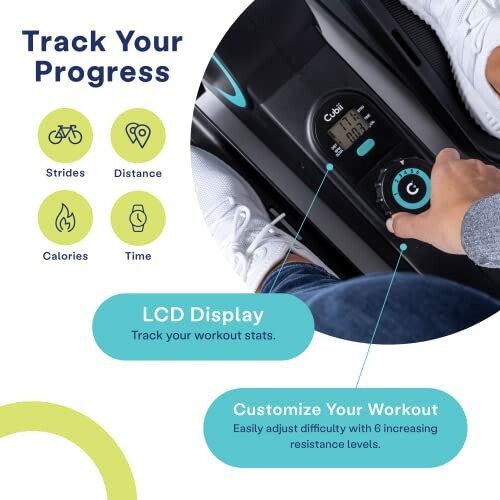 Under-desk elliptical with progress tracker and customizable workout.